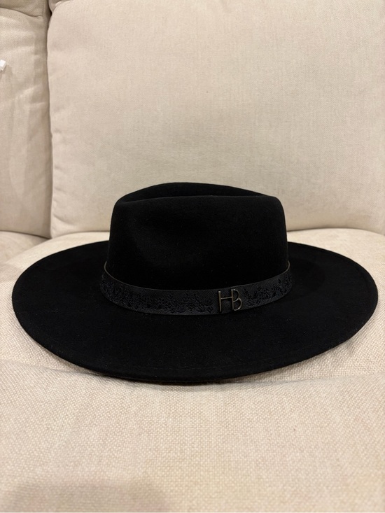 NEW Henri Bendel Blake embroidery brim wool black hat fedora western adjustable main image 8